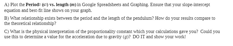  :1} Plot the Period: [52) vs. length (m) in lGoogle Spreadsheets