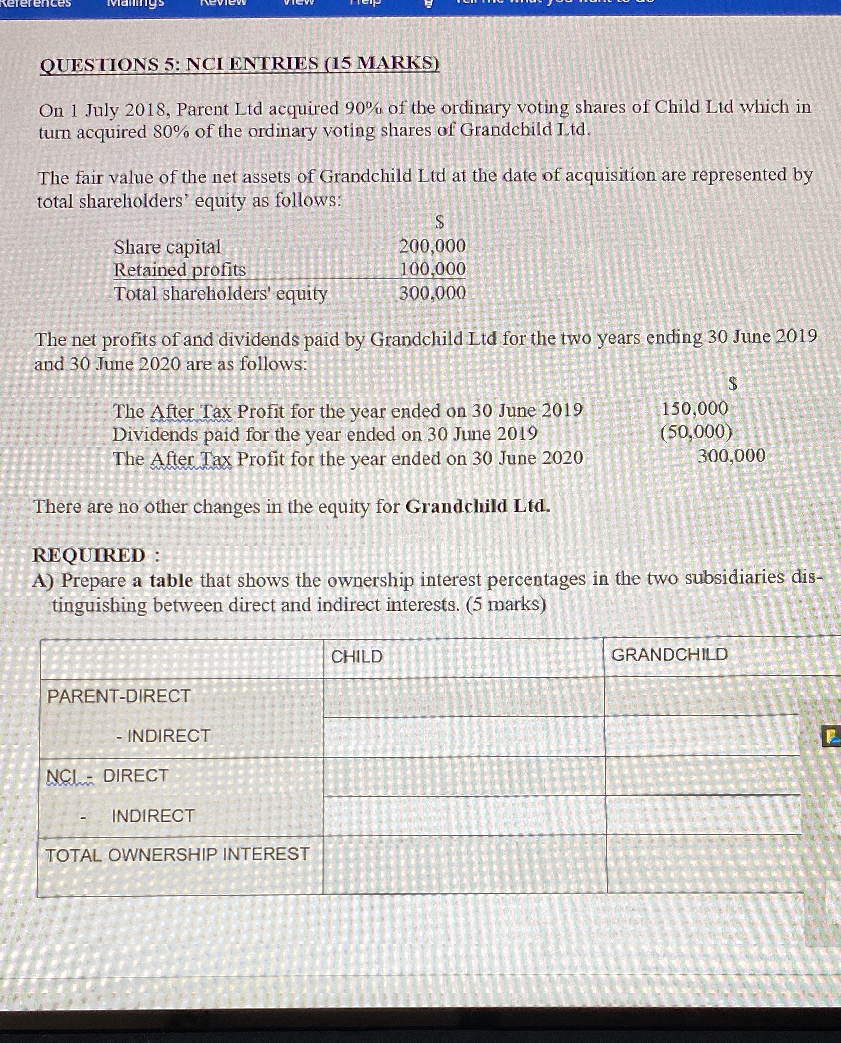B) Based on the information provided, prepare the consolidation journal entries necessary