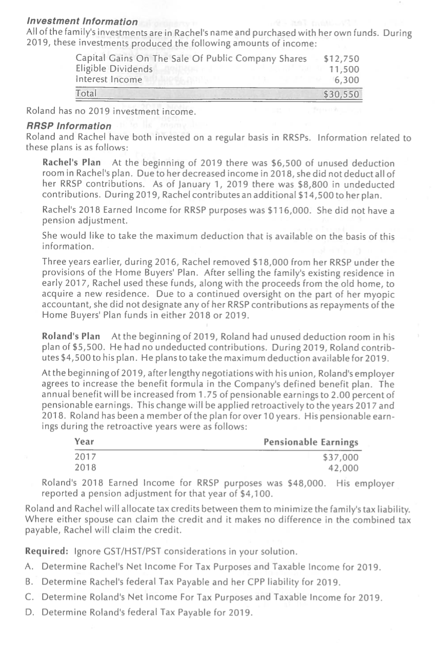 Case Covering Chapters 1 to 10) Family Information Roland Sorter has been