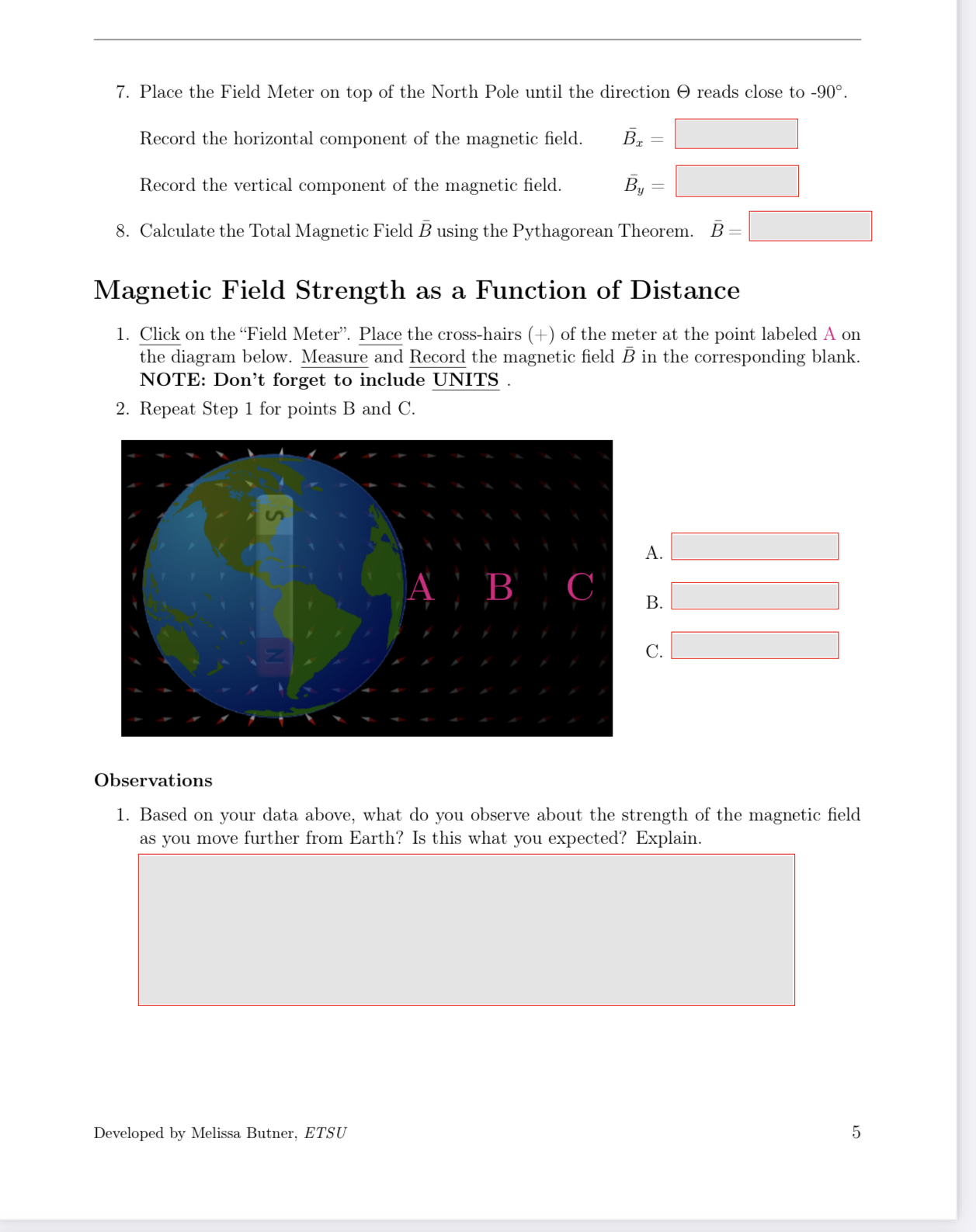 at all points in space. The magnitude of the Earth's field varies