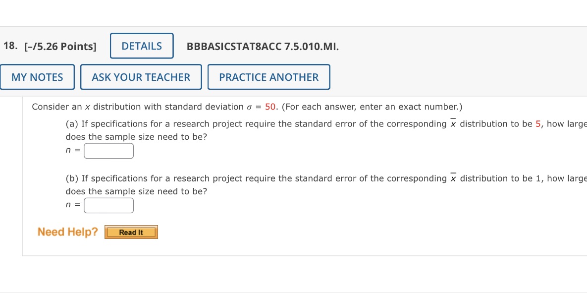  18. [-15.26 Points] DETAILS BBBASICSTATBACC 7.5.01 CLMI. MY NOTES ASK YOUR