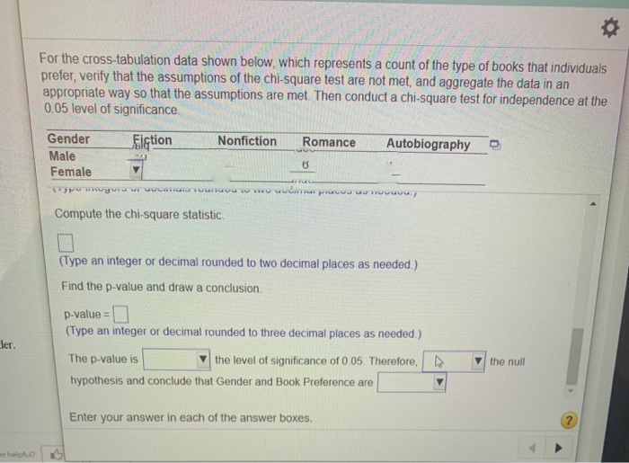type of books that individuals prefer, verify that the assumptions of the