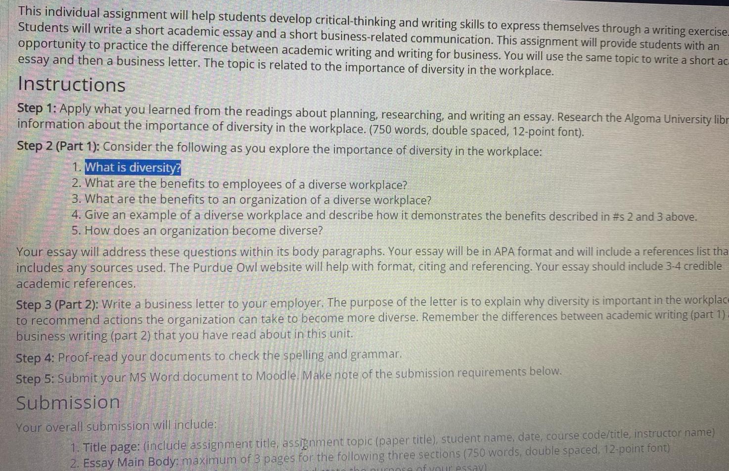 This individual assignment will help students develop critical-thinking and writing skills
