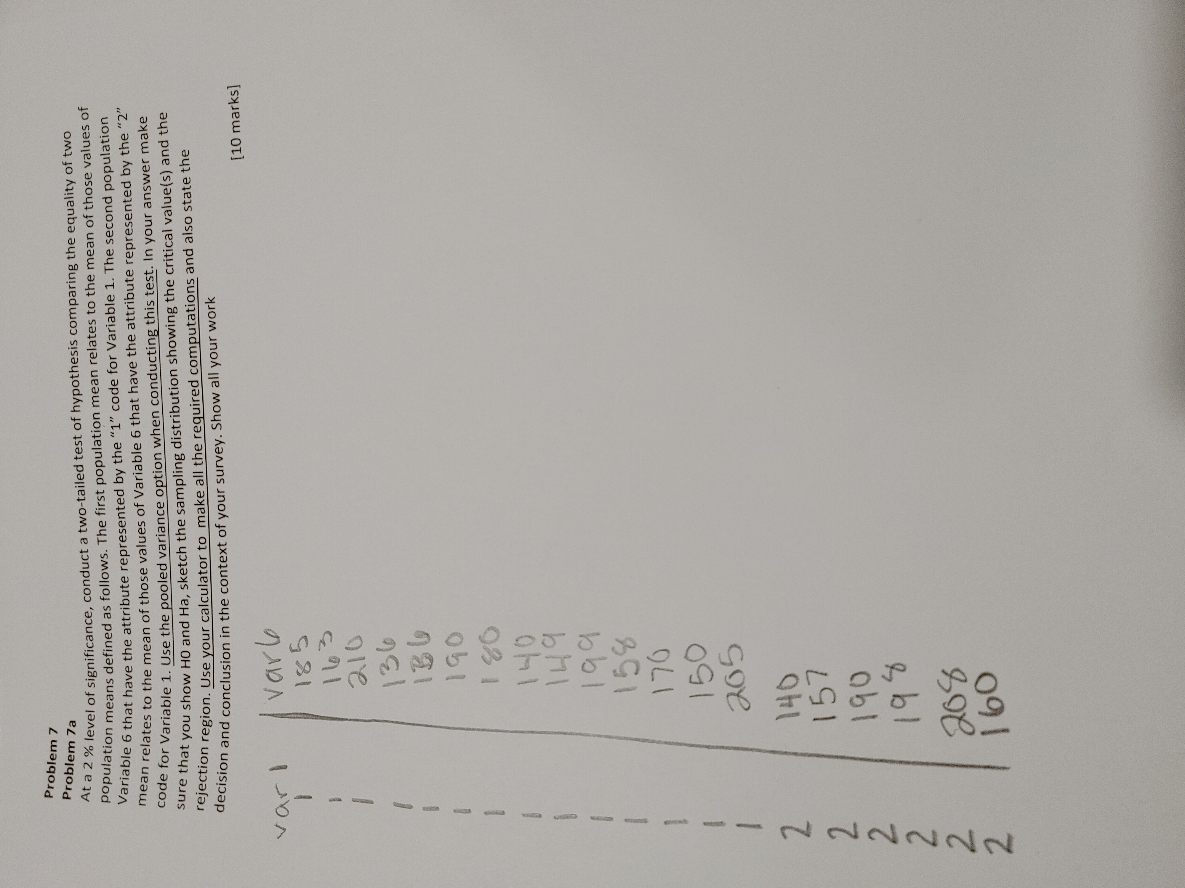 conduct a two-tailed test of hypothesis comparing the equality of two population