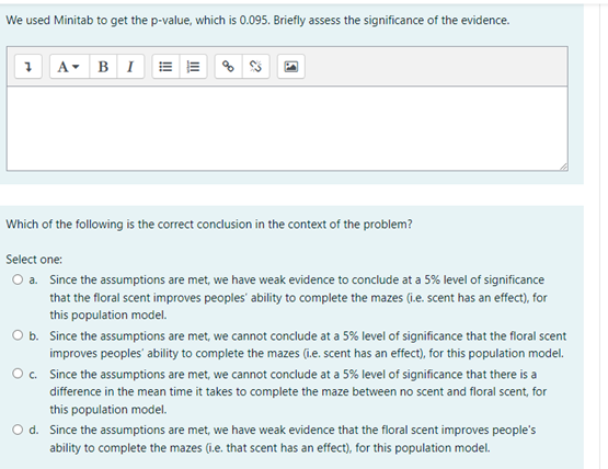 that the floral scent improved the subjects' ability to complete the mazes?