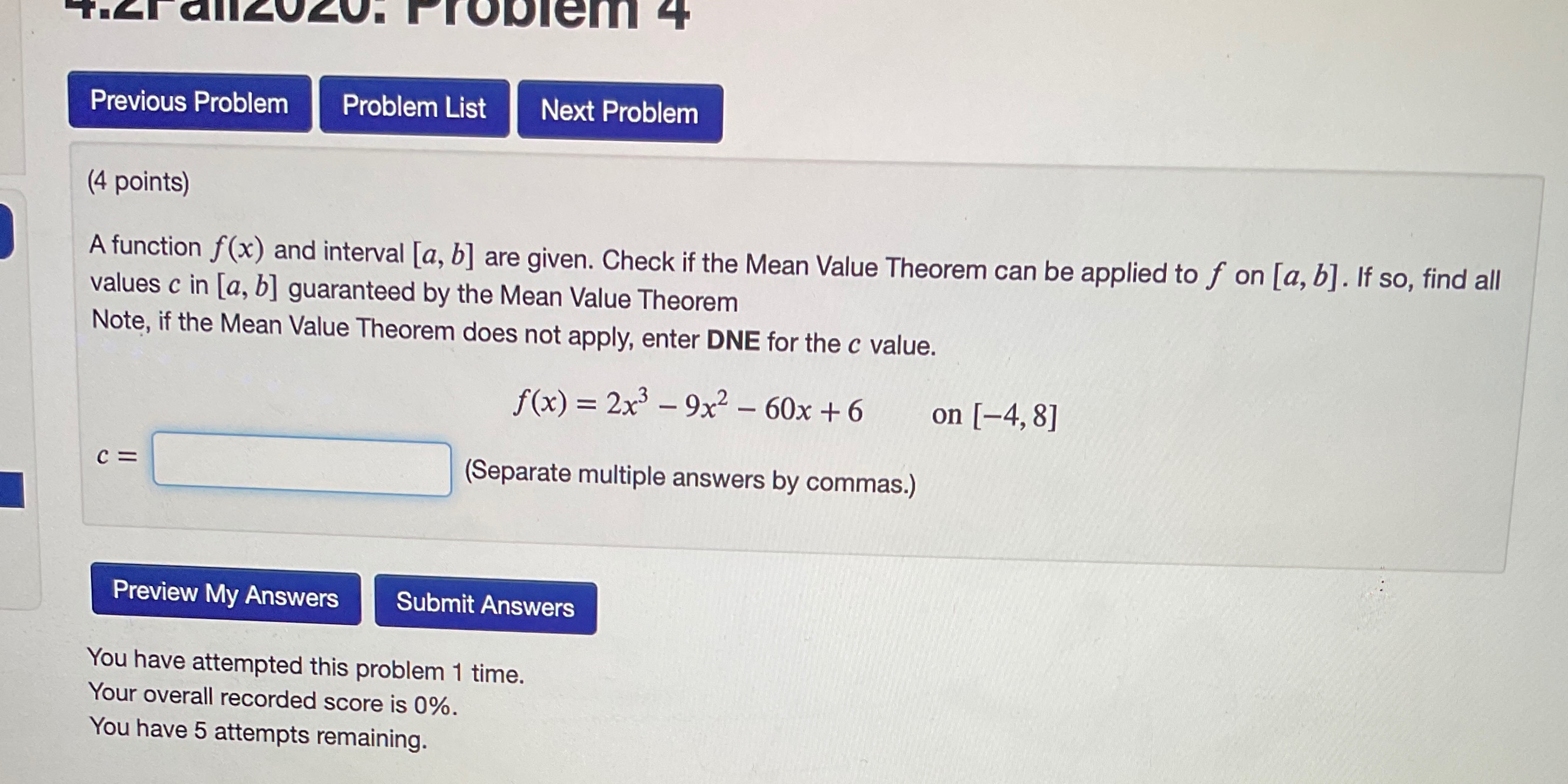  allZozo: Problem 4 Previous Problem Problem List Next Problem (4 points)