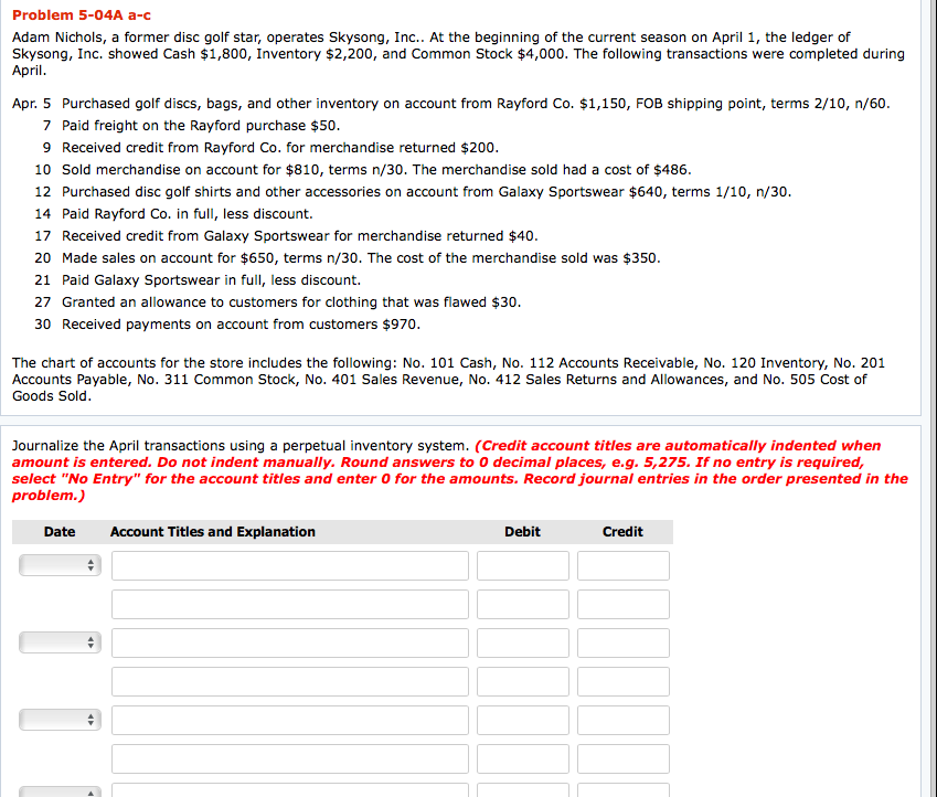 Problem 5-04A a-c Problem 5-04A a-c Adam Nichols, a former disc golf