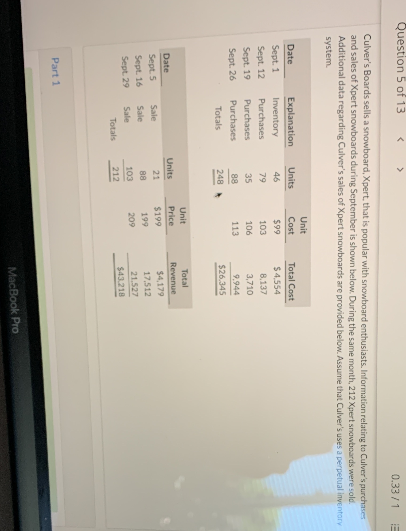 I need to compute the ending inventory at September using LIFO and