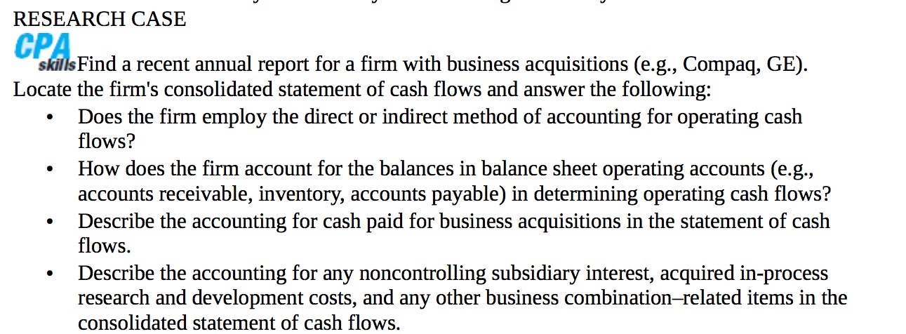 RESEARCH CASE Find a recent annual report for a firm with business