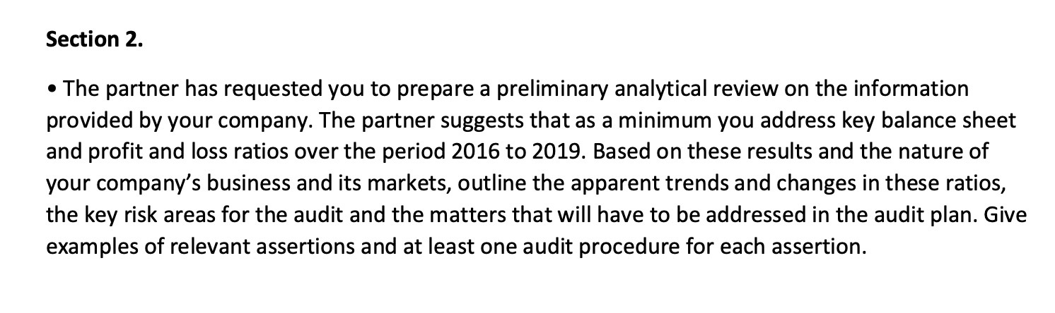 preliminary analytical review on the information provided by your company. The partner