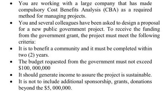 Can suggest any project? You are working with a large company that