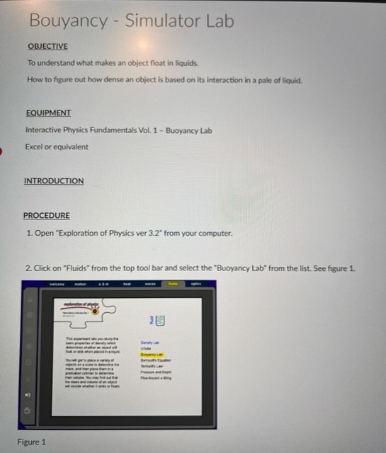  Bouyancy - Simulator Lab OBJECTIVE To understand what makes an object