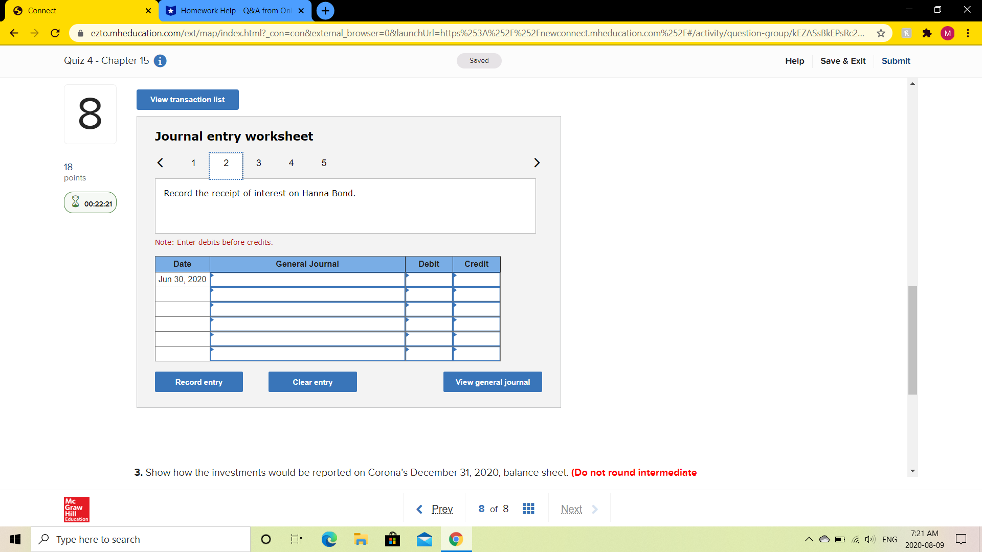 Corporation when the market interest rate was 8.4%. Interest is paid semiannually
