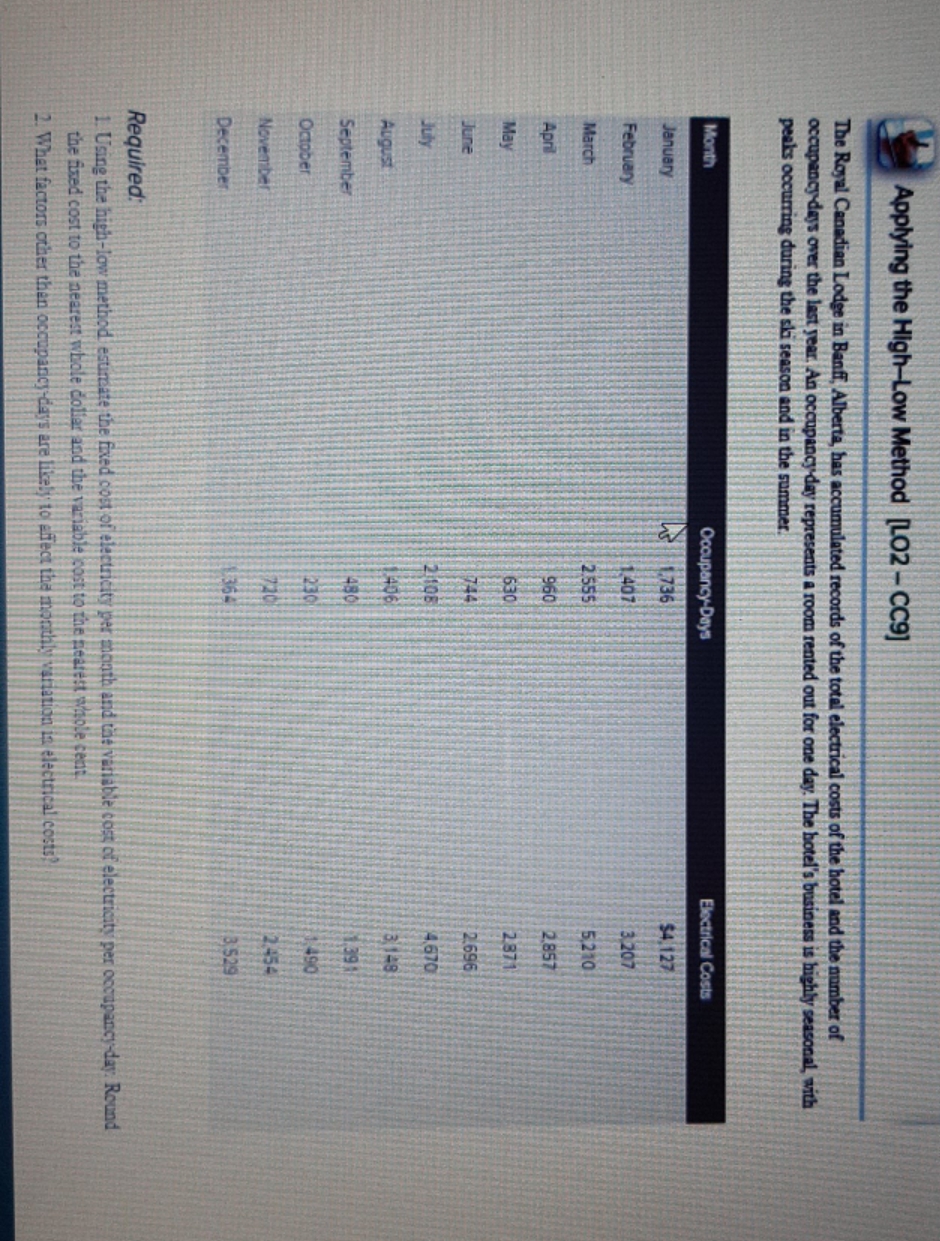 high low method Applying the High-Low Method LO2 -CC9] The Royal Canadian