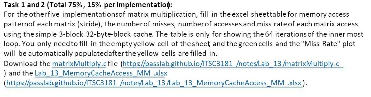  Task 1 and 2 (Total 75%, 15% per implementation: For the