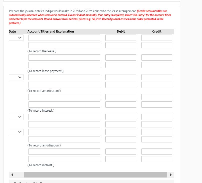 Jan uary 1, 2020. The following information relates to the lease agree