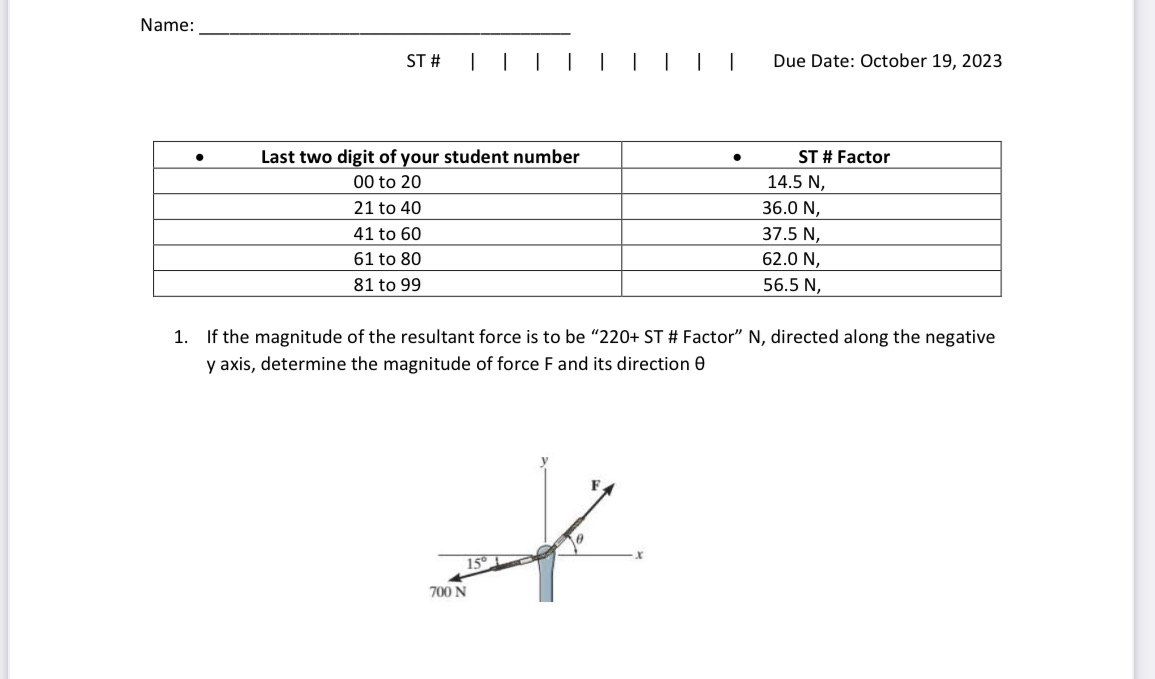 Please help me to solve this question The factor is 62N Name: