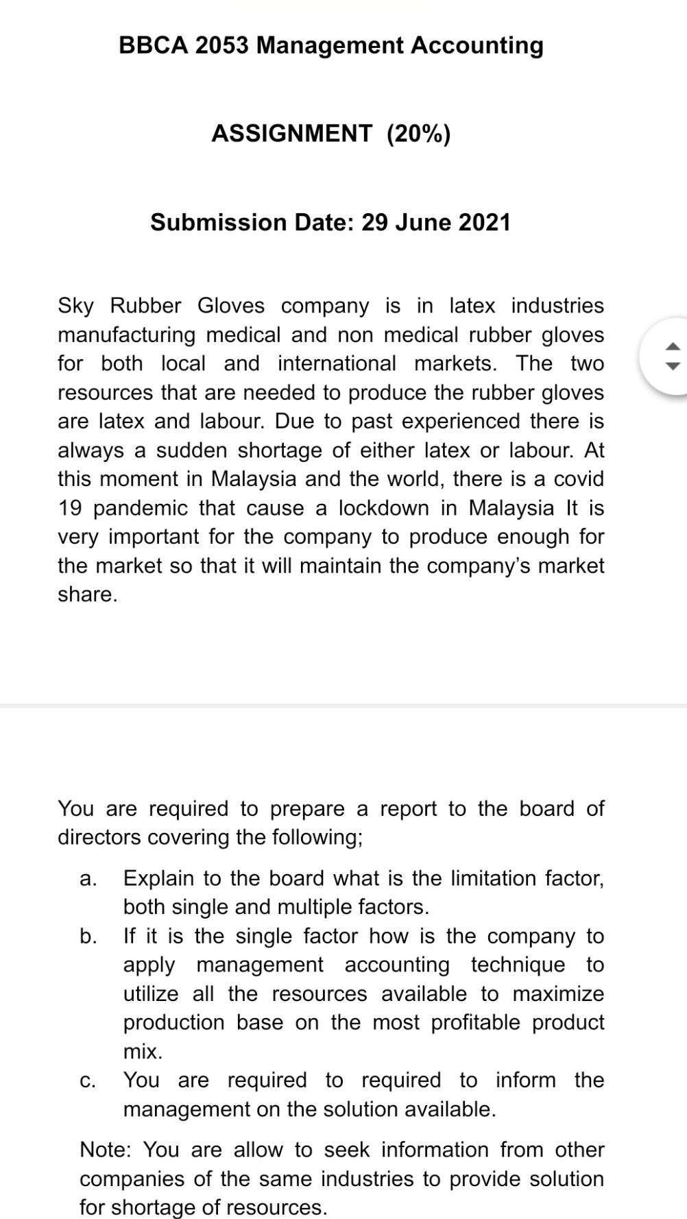 Please help me to do this assignment.. Thank you BBCA 2053 Management