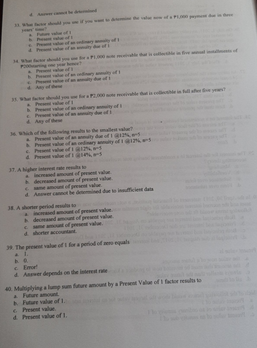 Help me with this please d. Answer cannot be determined 33. What