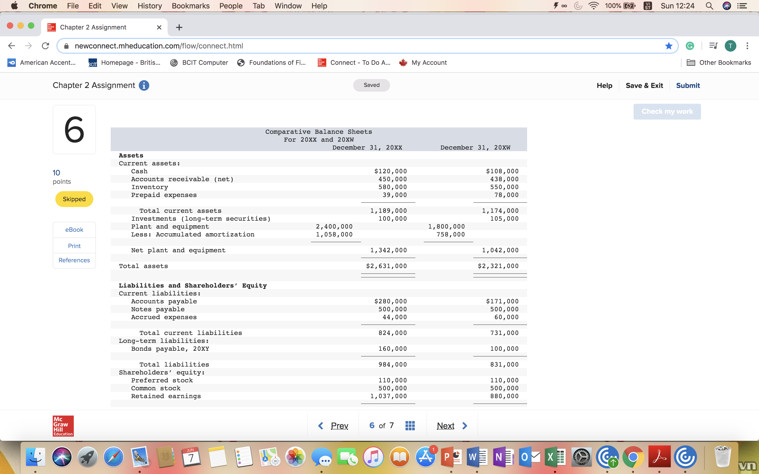 12:24 Q E ... Chapter 2 Assignment X + F C newconnect.mheducation.com/flow/connect.html