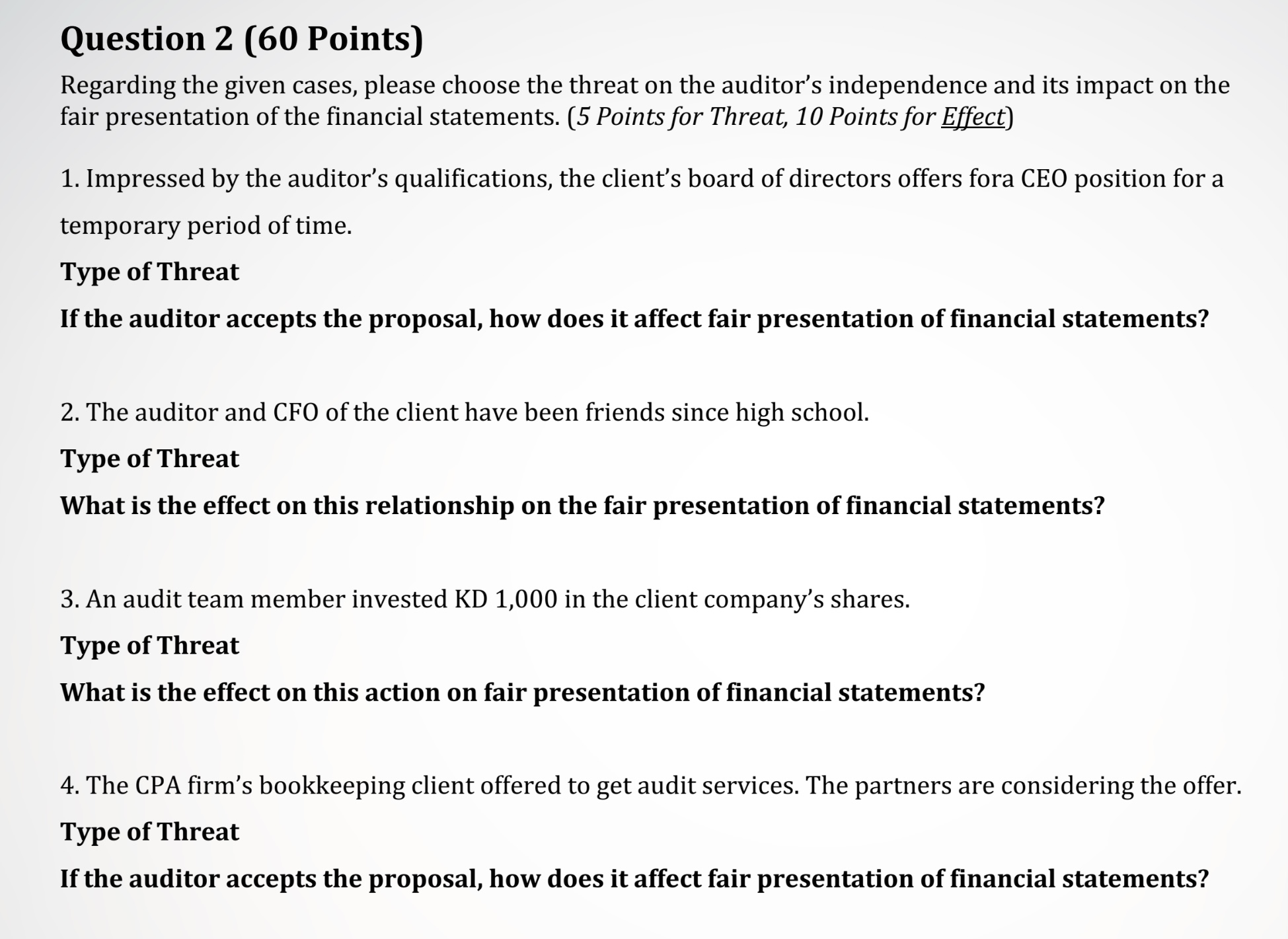Homework q need fast answer without explination Question 2 (60 Points) Regarding