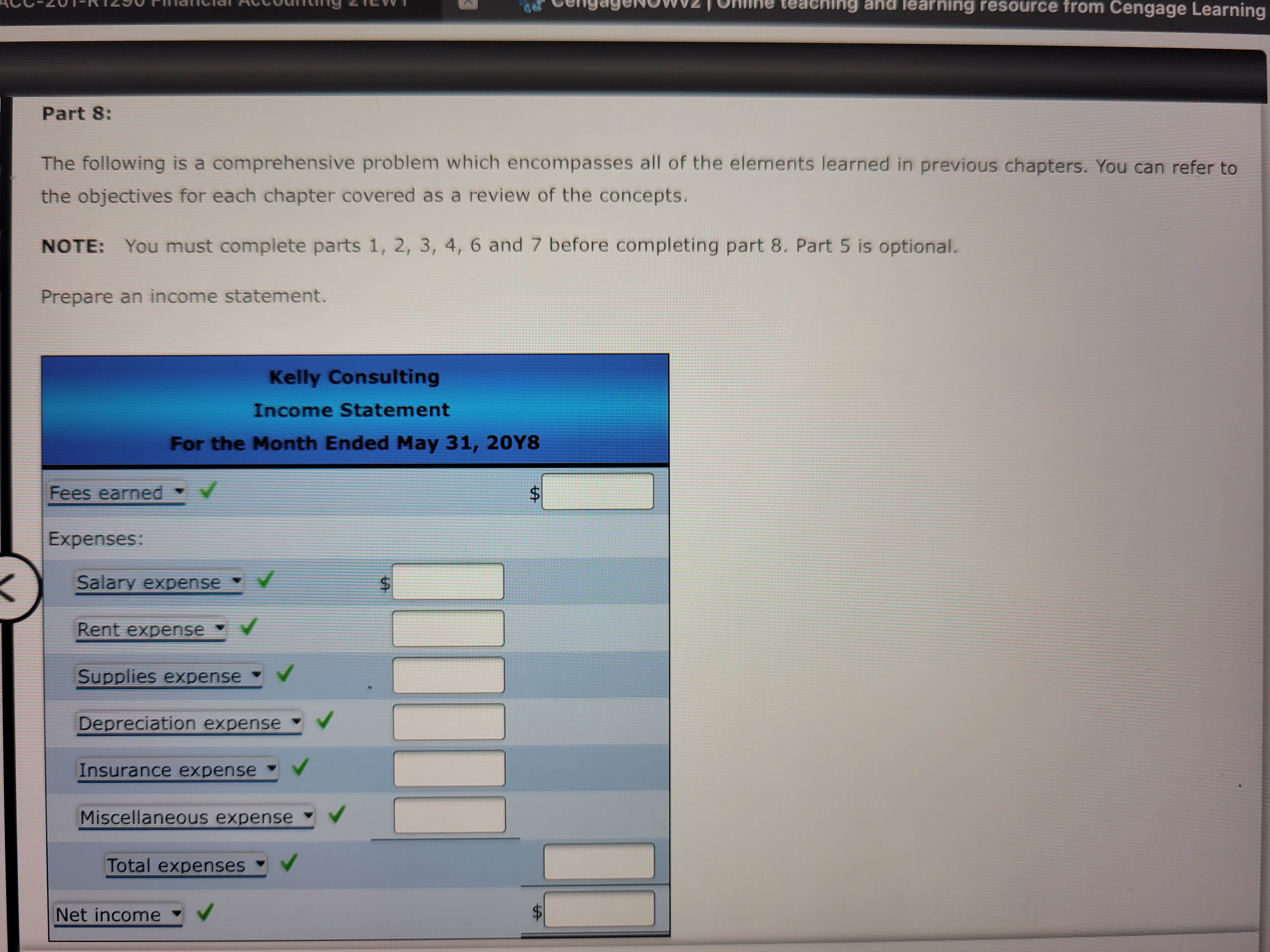 The chart of accounts for Kelly Consulting is shown below: 11 Cash