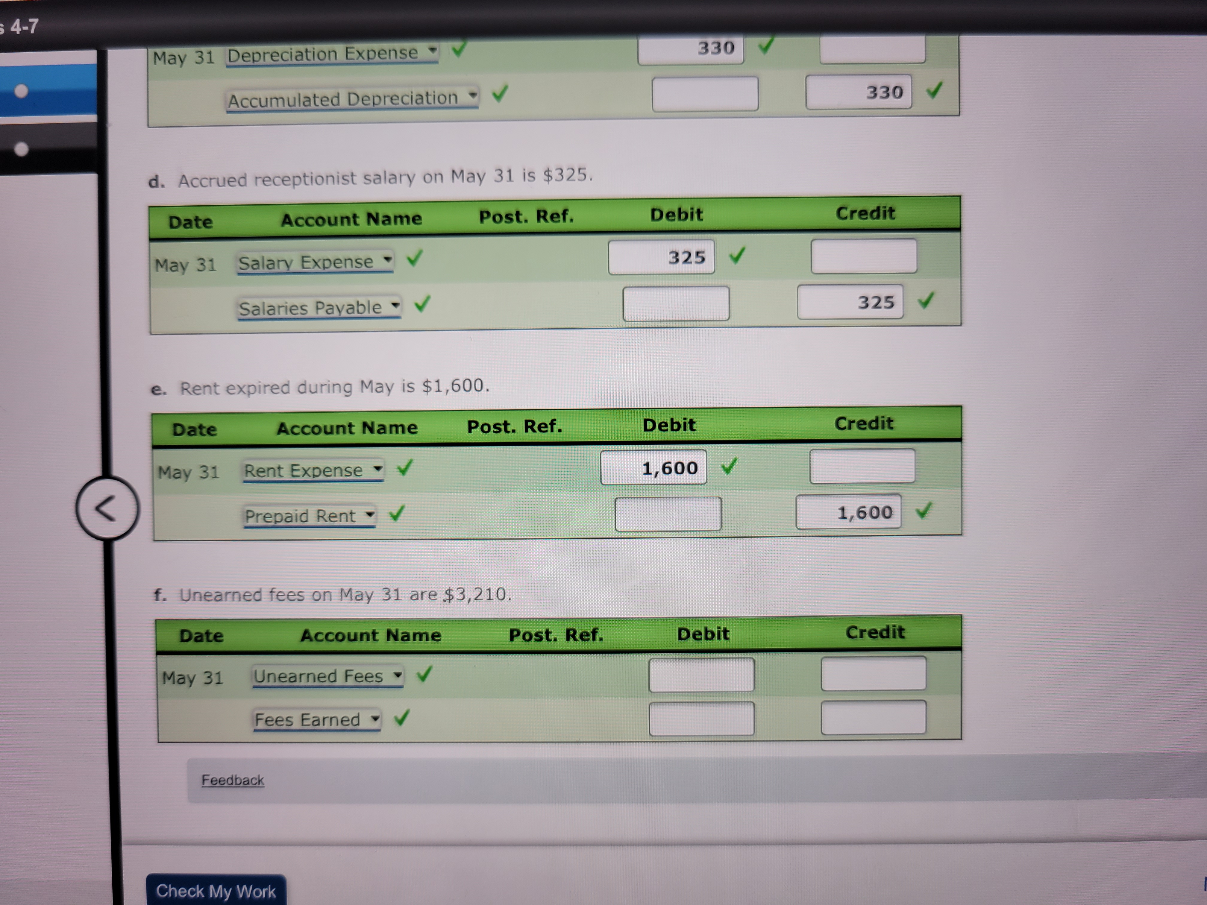 not insert the account numbers in the Post. Ref. column of the