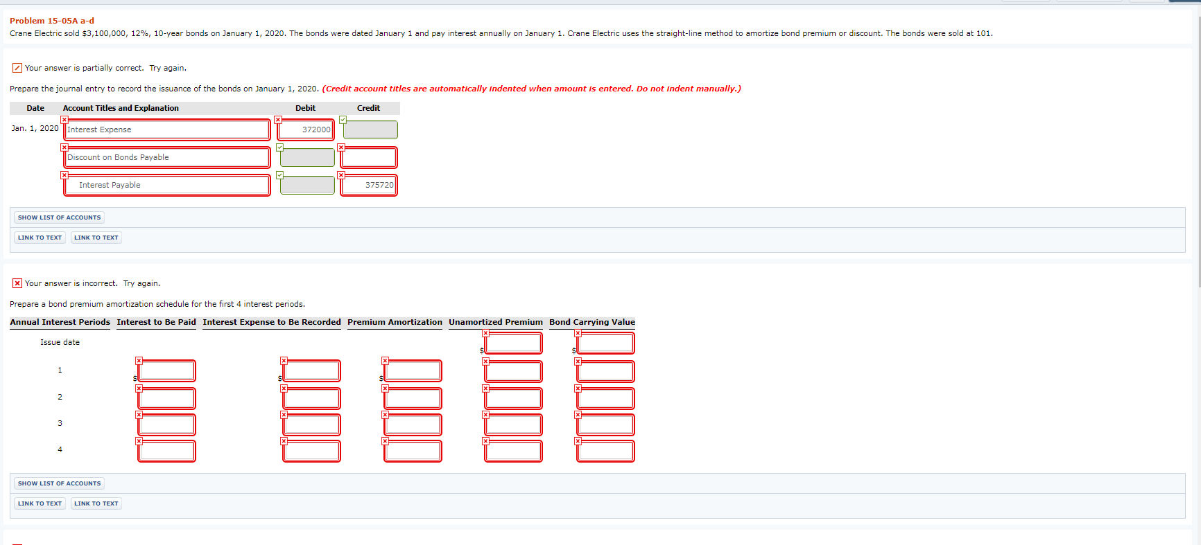 Need help with this question please Problem 15-05A a-d Crane Electric sold