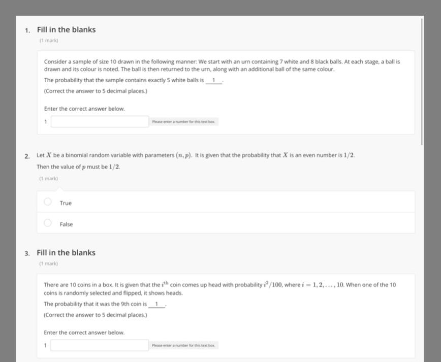 Please help 1. Fill in the blanks (1 mark) Consider a sample