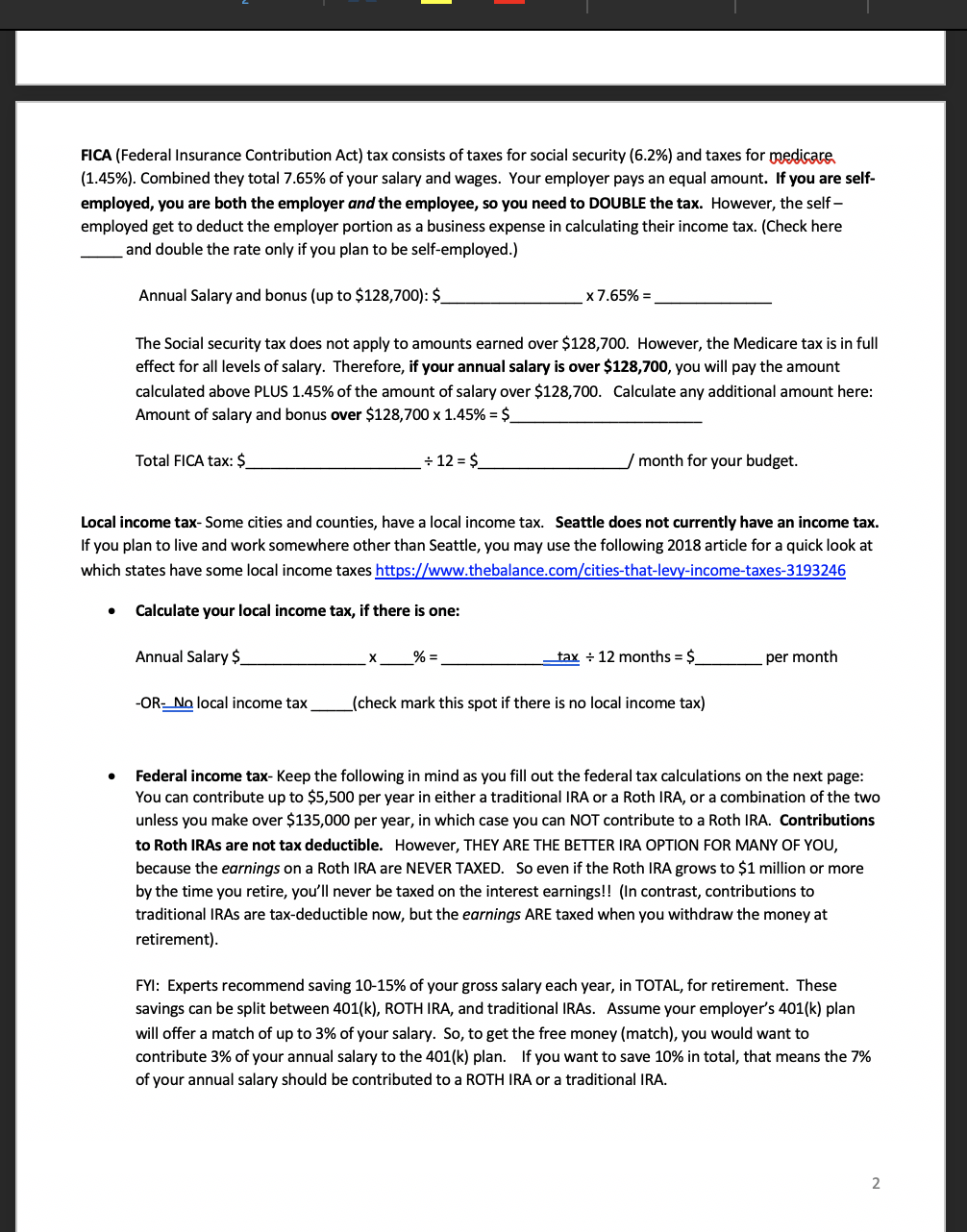 That's what you will be doing for this assignment. Rather than budgeting