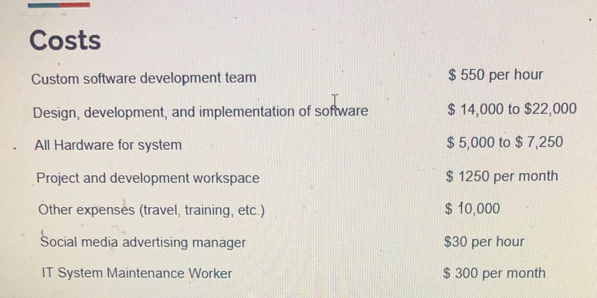 Can you please calculate the EVA Analysis using the EVA Formula? Costs