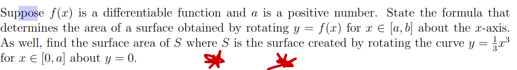 number. State the formula that determines the area of a surface obtained
