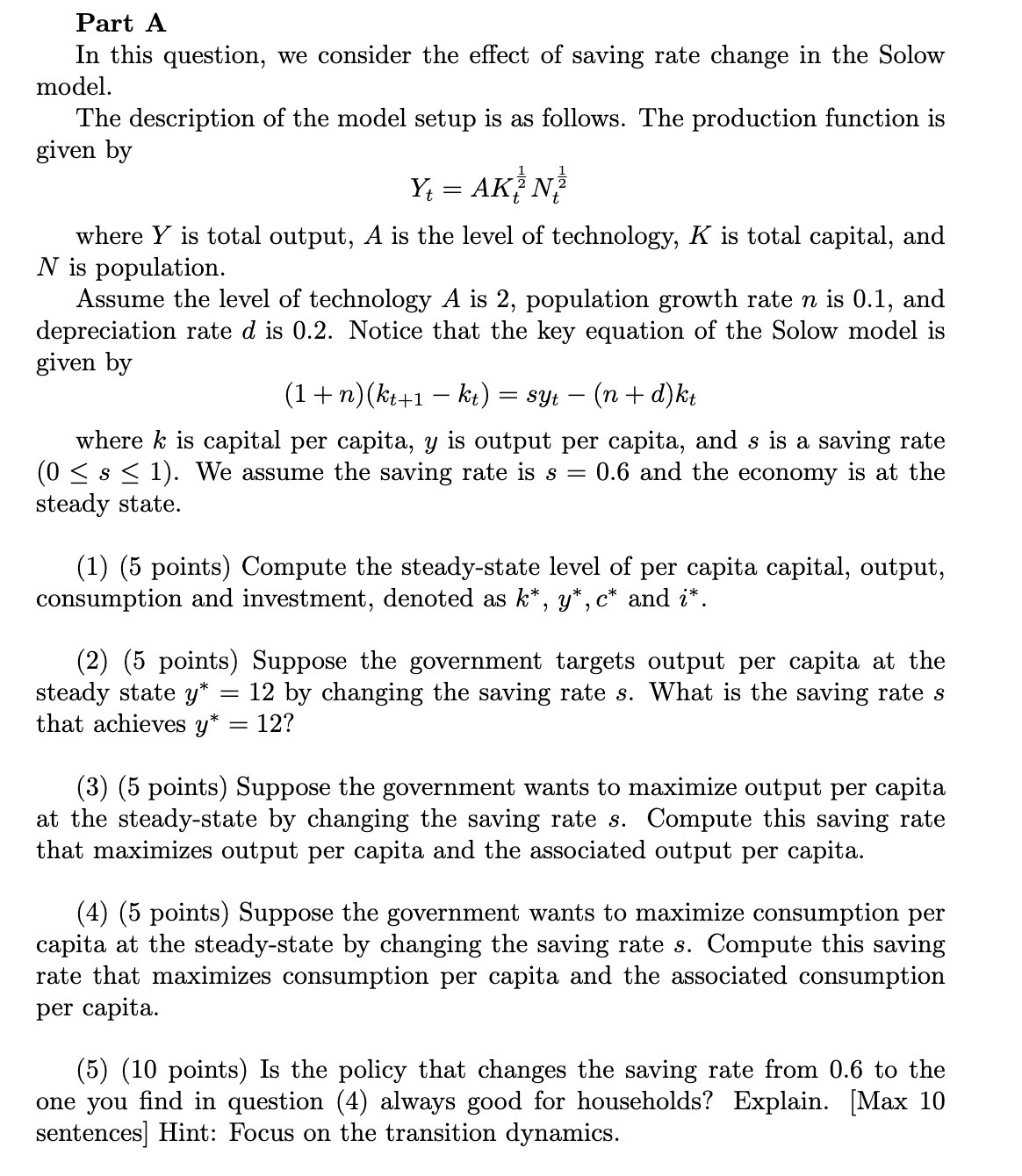 rate change in the Solow model. The description of the model setup