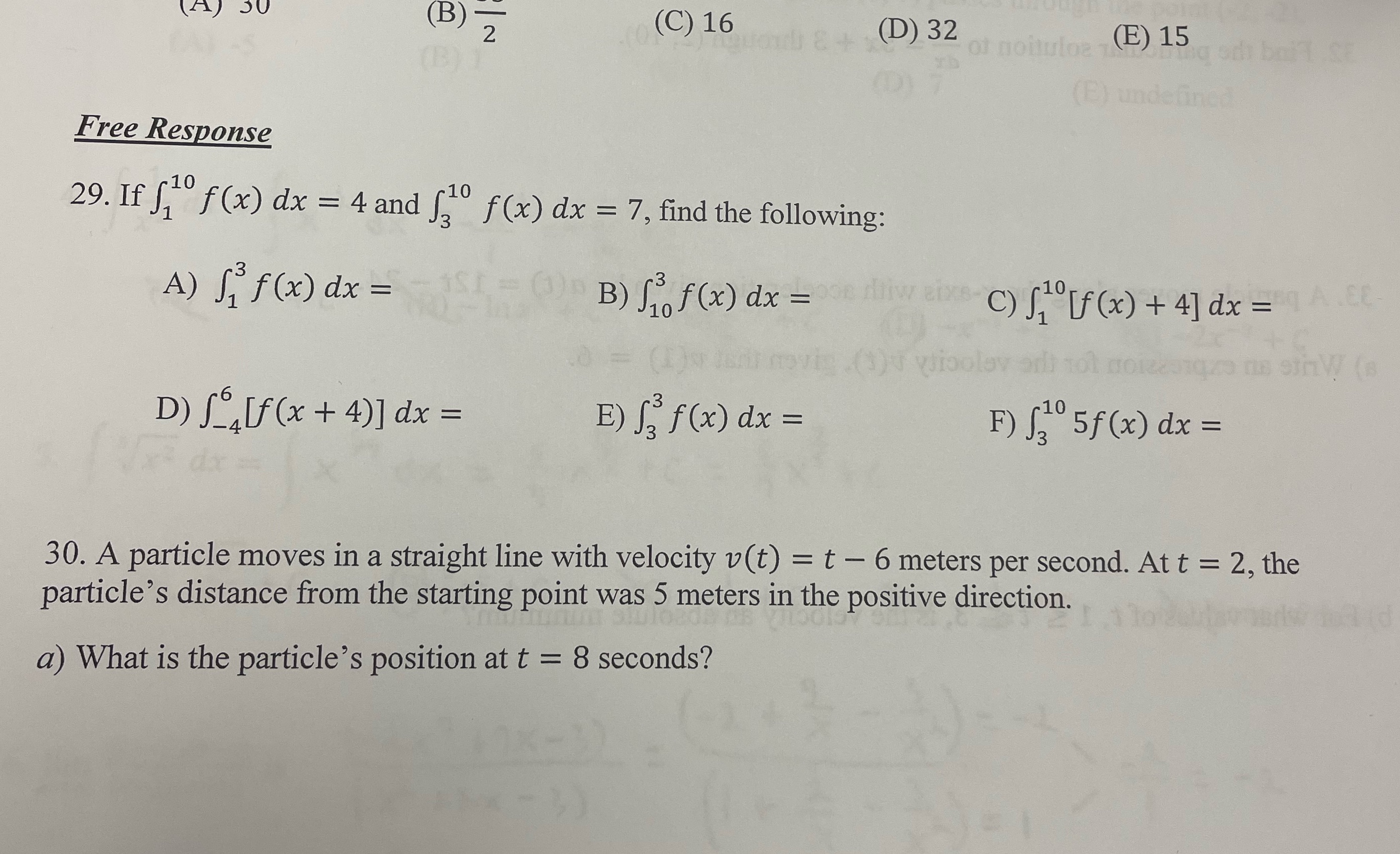 How would I solve 29 and 30? (B) 2 (C) 16 one