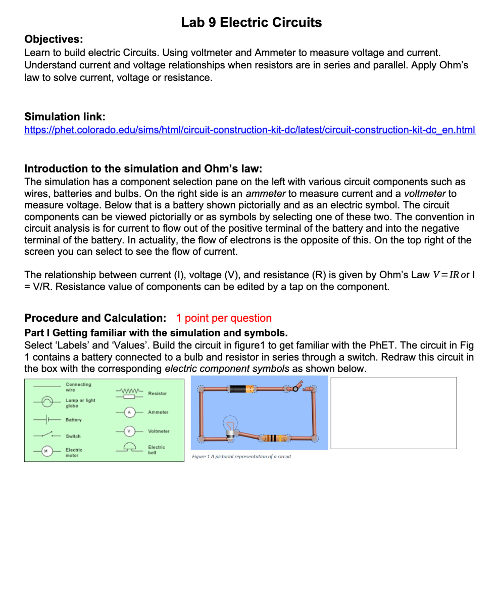 and Ohm's law: The simulation has a component selection pane on the