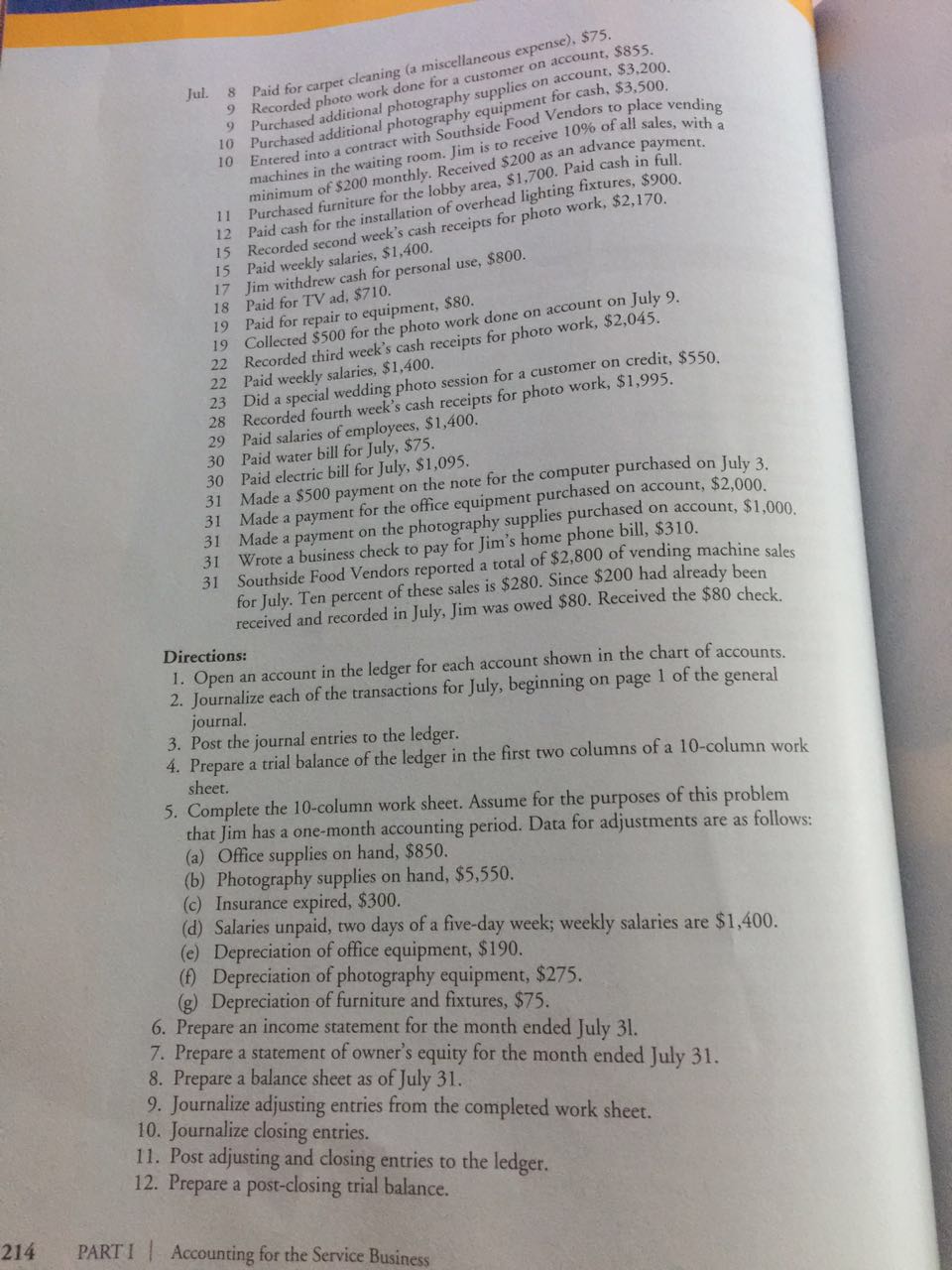 14 cleaning miscellaneous pcnse). 9 Recorded photo work done for a customer