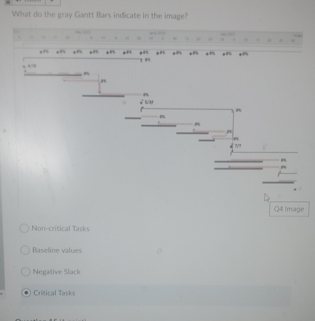 Microsoft project What do the gray Gantt Bars indicate in the image?