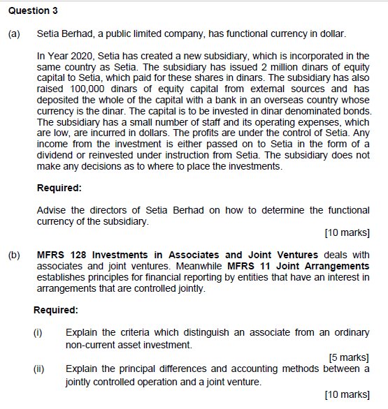 Please help to work out based on below requirements: Question 3 (a)