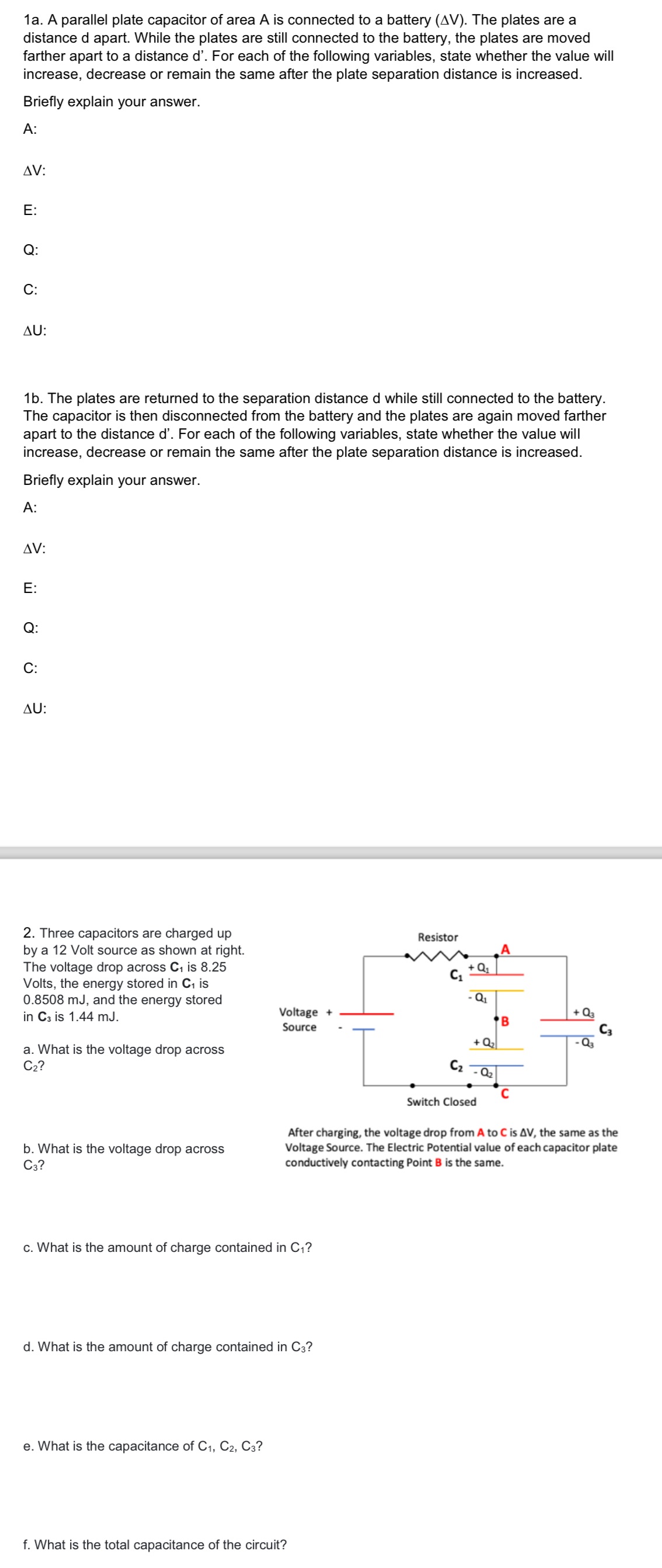 what more additional content is needed? 'la. A parallel plate capacitor of