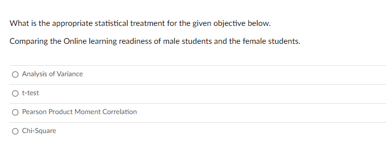 Nutrition and Dietetics. and Optometry; 0 t-test 0 Chi-Square 0 Pearson Product