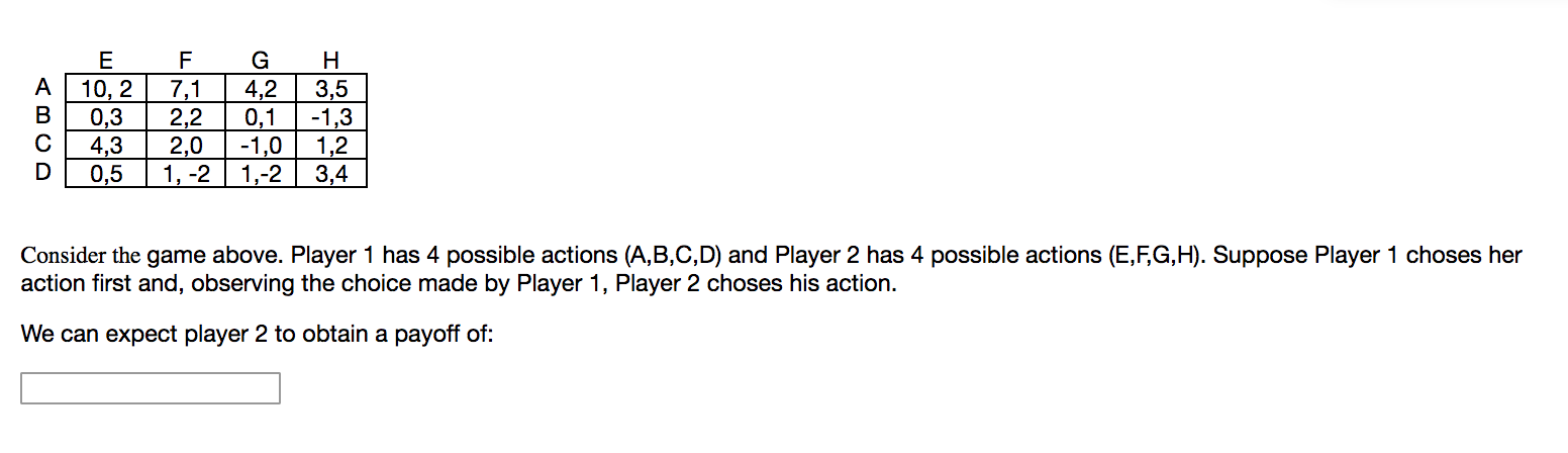 please help find the answer COED) Consider the game above. Player 1