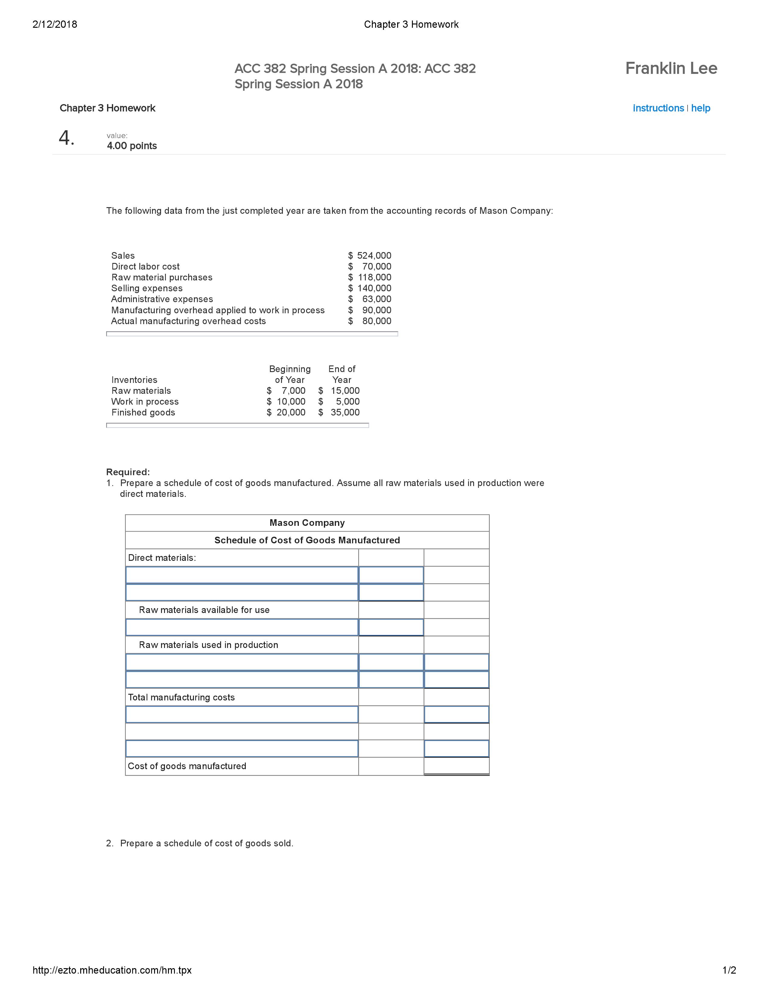 Please look at the attached .PDF. I am looking for the schedule