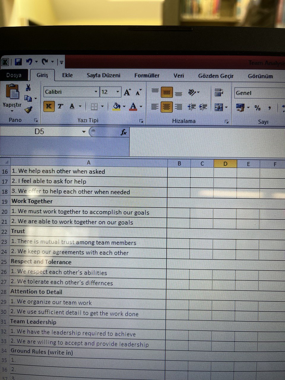 the rating as an individual then combine your r 5 Team Characteristics