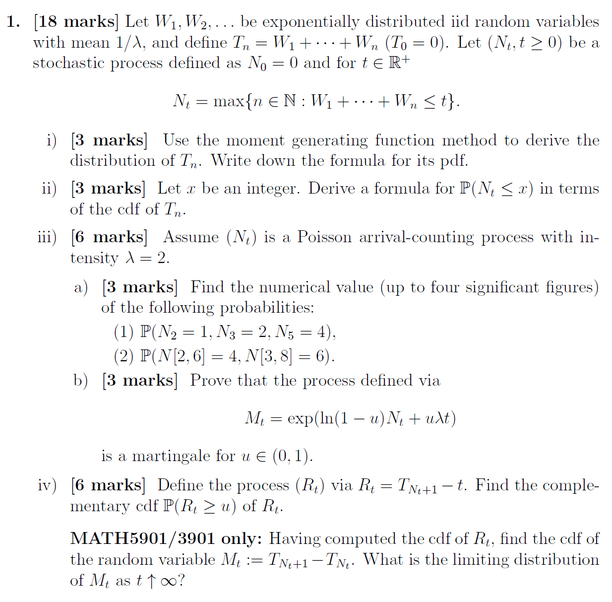 iid random variables with mean 1/1, and define In = Wit .