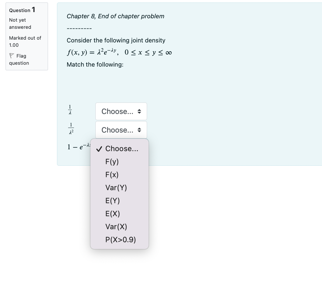 Question 1 Chapter 8, End of chapter problem Not yet answered