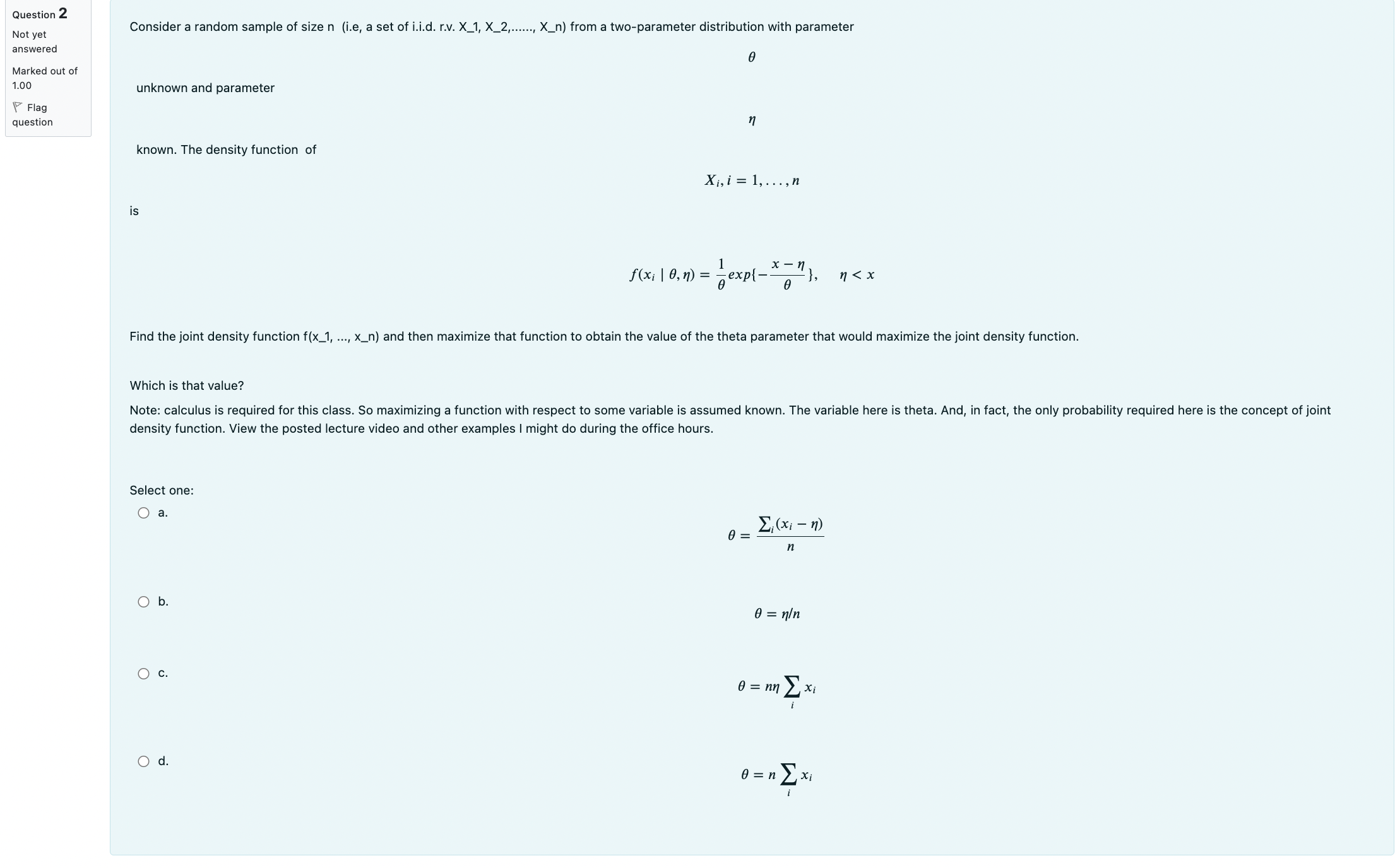Marked out of Consider the following joint density 1.00 Flag f (