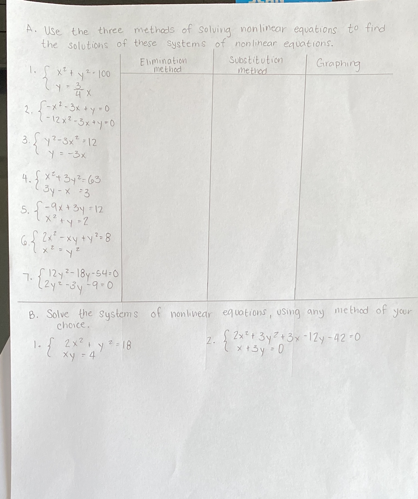 Please help answer with solutions- thank you A. Use the three methods