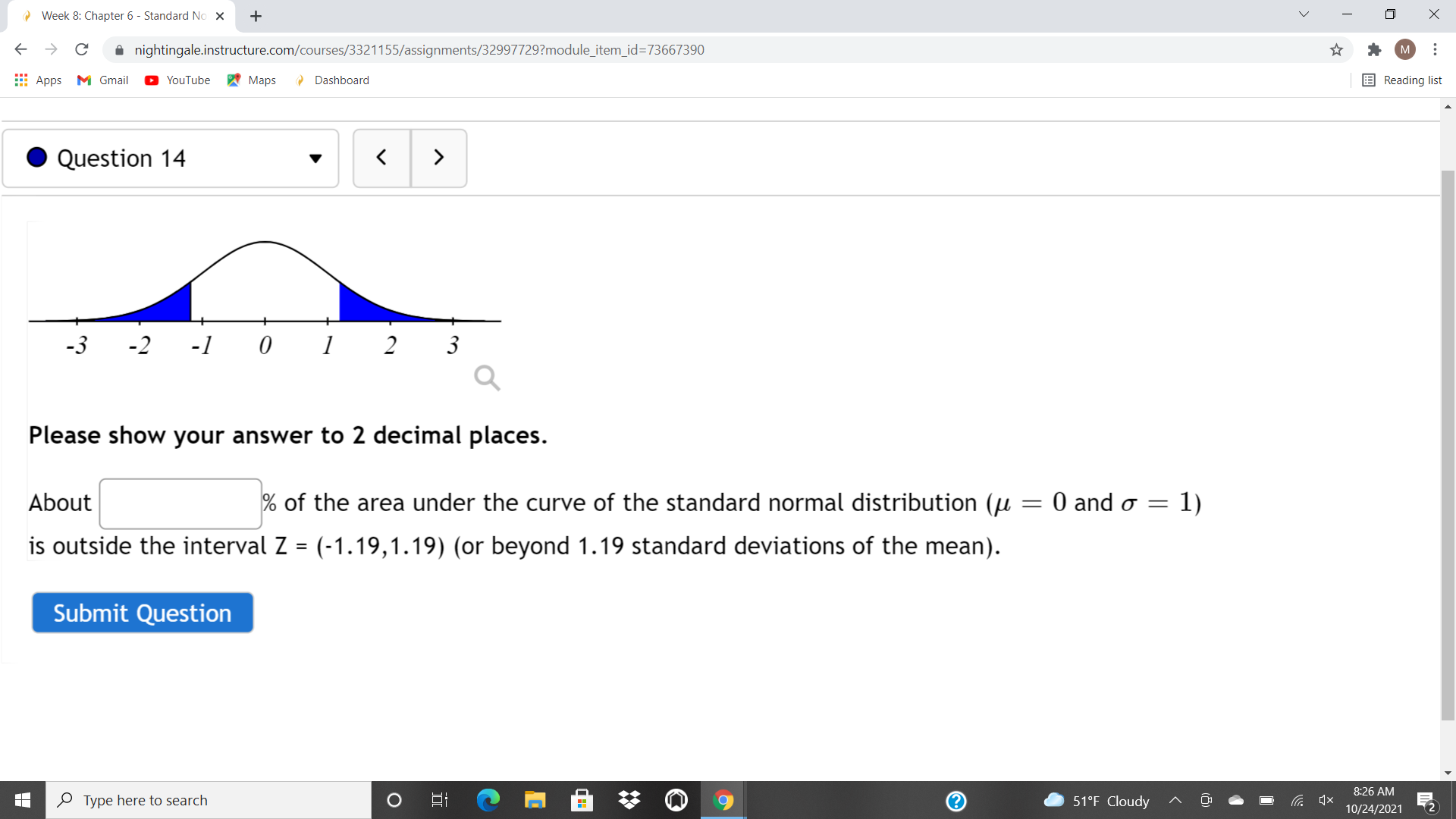 > C a nightingale.instructure.com/courses/3321155/assignments/32997729?module_item_id=73667390 Apps M Gmail YouTube Maps Dashboard Reading list