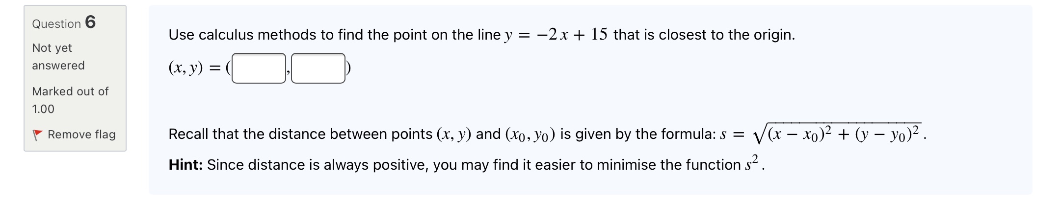 9 Not yet answered Marked out of 1.00 V Remove flag Find