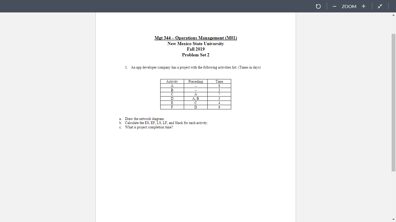  O - ZOOM + Mat 344 - Operations Management (M01) New